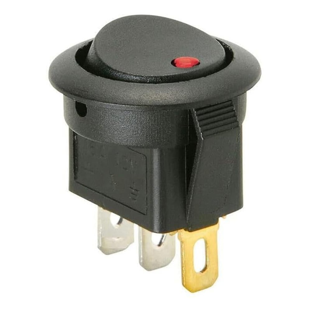 Powermaster IC-132E Pano Tip Yuvarlak Kırmızı Işıklı 12 Volt  On-Off Anahtar - Fiş - Jack - Şase - Buton - Konnektör