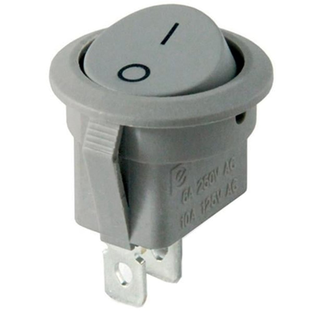 Powermaster IC-133B Gri 2 Pinli Işıksız Yuvarlak Açma-Kapama Anahtarı - Anahtar Çeşitleri