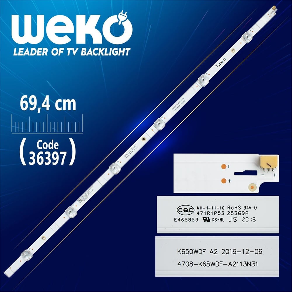 Weko K650WDF A2 4708-K65WDF-A2113N31 TYPE B 6 Ledli 69.4 Cm Tv Led Bar - Tv Led Bar