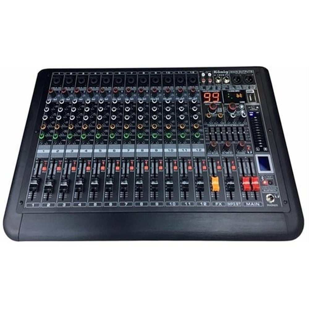König König K-1208FX 12 Kanal Ultra Slim Deck Mixer - Seslendirme Mixerleri