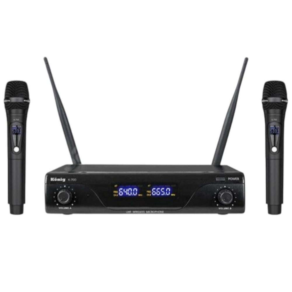 König König K-700 Y-Y Profesyonel 663-694Mhz 2 Yaka 2 Kanal Uhf 2X50 Kablosuz Telsiz Mikrofon - Kablosuz Mikrofonlar
