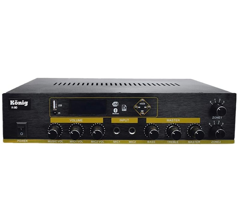 König König K-90 2 Zonlu 100 Watt Usb-Bluetooth-2 Bölgeli 2 Mik. Giriş Trafolu Anfi - Seslendirme Amfileri