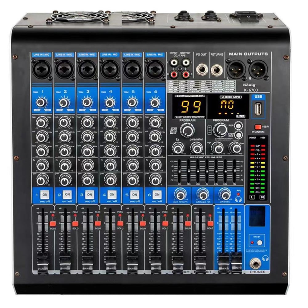 König König KA-6700 2X350 Watt Bluetooth  Kanal Power Mixer - Seslendirme Mixerleri