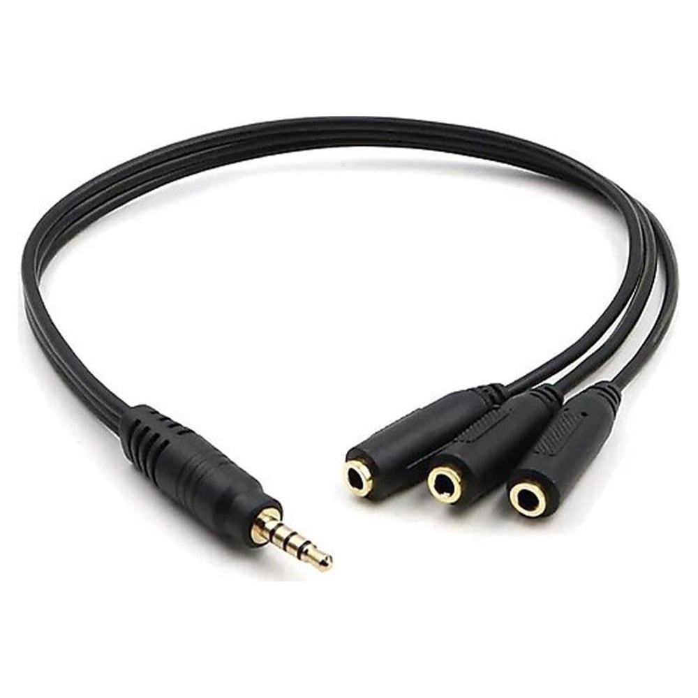 Elektromer Kulaklık Çoklayıcı 3.5 Mm Erkek X 1/3 Stereo Dişi X 3 - 30 Cm Y Kablo - RCA-Ses Kabloları