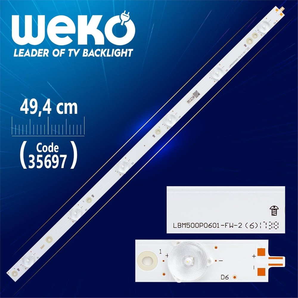 Weko LBM500P0601-FW-2 - 49.4 Cm 6 Ledli - WK-1173 Led Tv Bar - Tv Led Bar