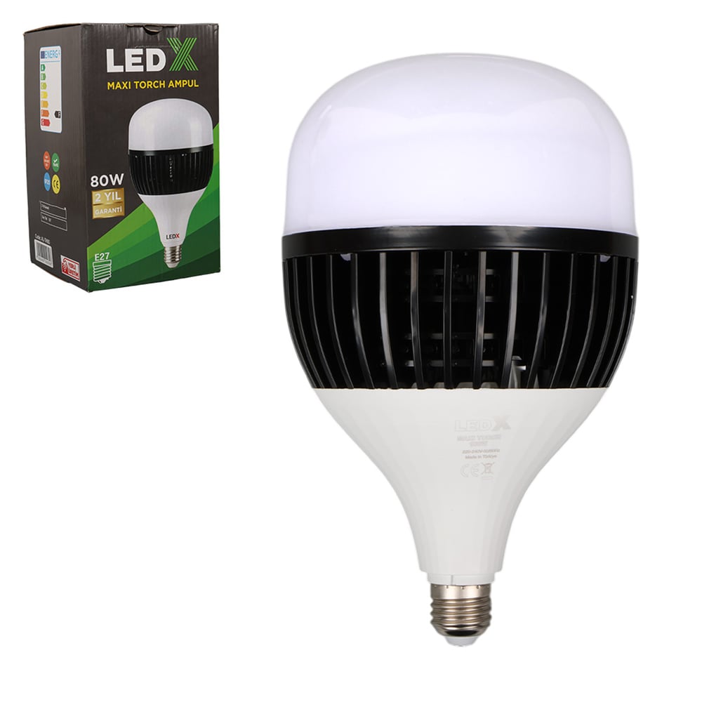 LedX LedX AL-TH80 Akım Korumalı 80 Watt 7200 Lümen E27 Beyaz Maxi Kristal Torch Led Ampul - Led Ampul Aydınlatma