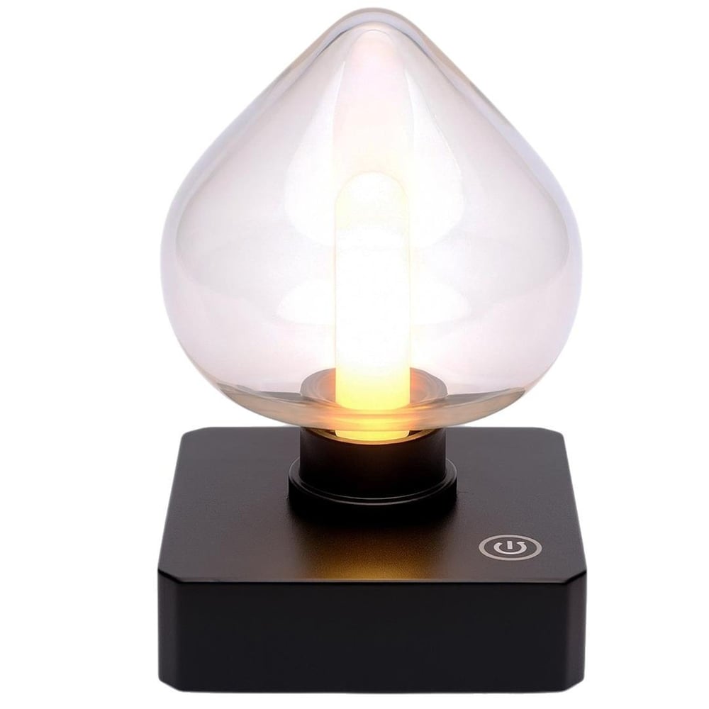 LedX Ledx YQX-ANL95-B03 Amber Renkli Alev Efektli Dokunmatik Masa Lambası 800mAh Şarjlı (Şeffaf Kalpli) - Şerit ve Dekoratif Aydınlatma