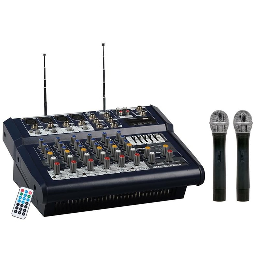 Lentus Lentus LNT-800M Çift El Kablosuz Mikrofonlu Power Mixer Anfi - Seslendirme Mixerleri