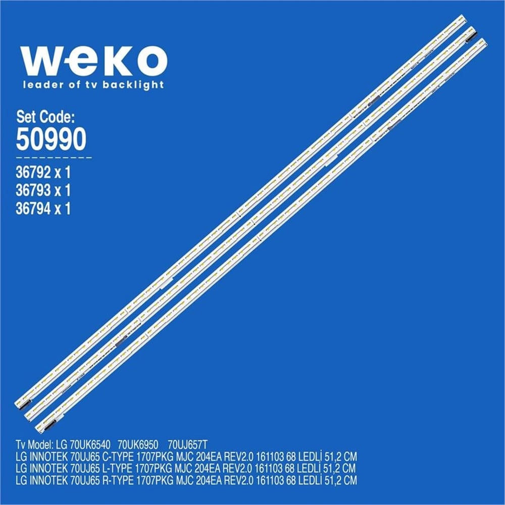 Weko Lg 70UK6540 70'' İnç 3 Adet Tv Led Bar - LG Led Bar