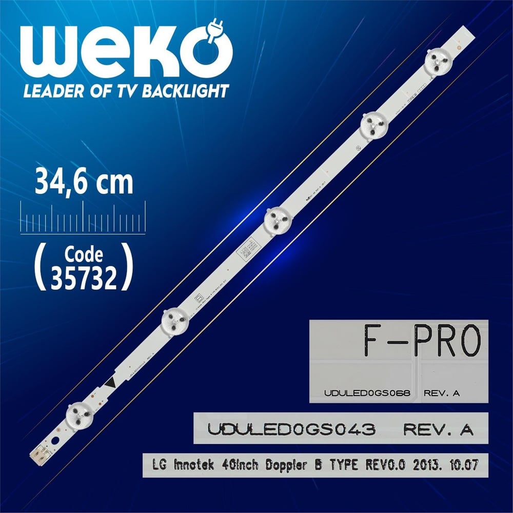 Weko Lg Innotek 40Inch Doppler B Type Rev0.0 - Vdvled0gs043 Rev.A - 34.6 Cm 5 Ledli - (Wk-1202) - LG Led Bar