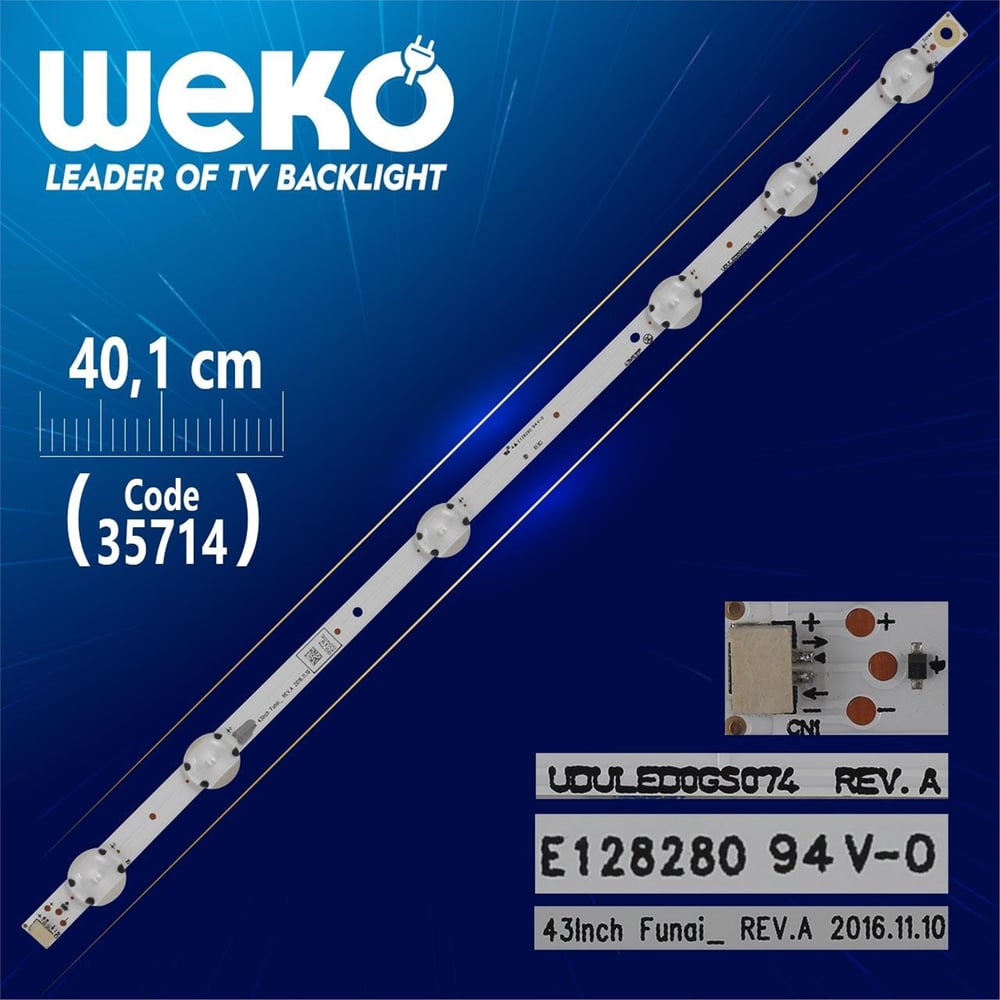 Weko Lg Innotek 43Inch Funai_ Rev.A - 43W6S1P - 40.1 Cm 6 Ledli - (Wk-1187) - LG Led Bar