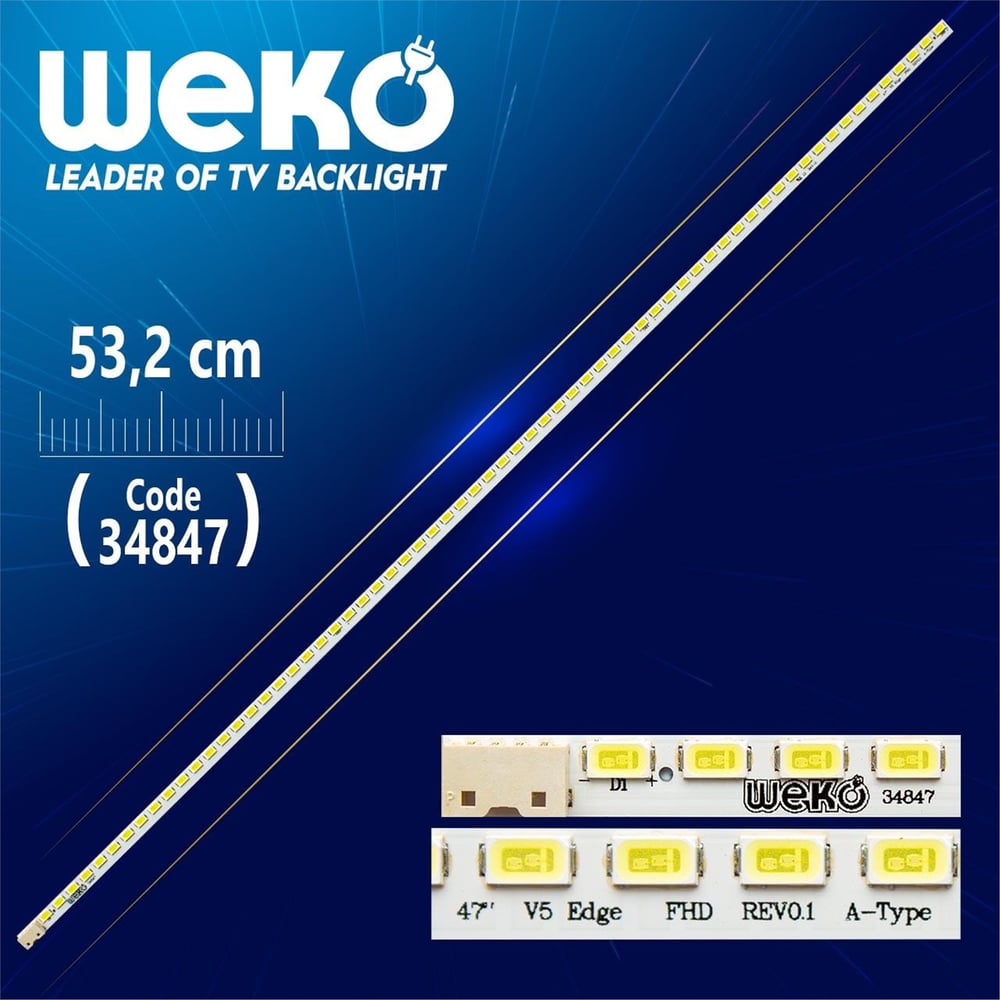 Weko Lg Innotek 47 V5 Edge Rev 0.4 (090918) A-Type 66Ea - 53.2 Cm 66 Ledli - (Wk-717) - LG Led Bar