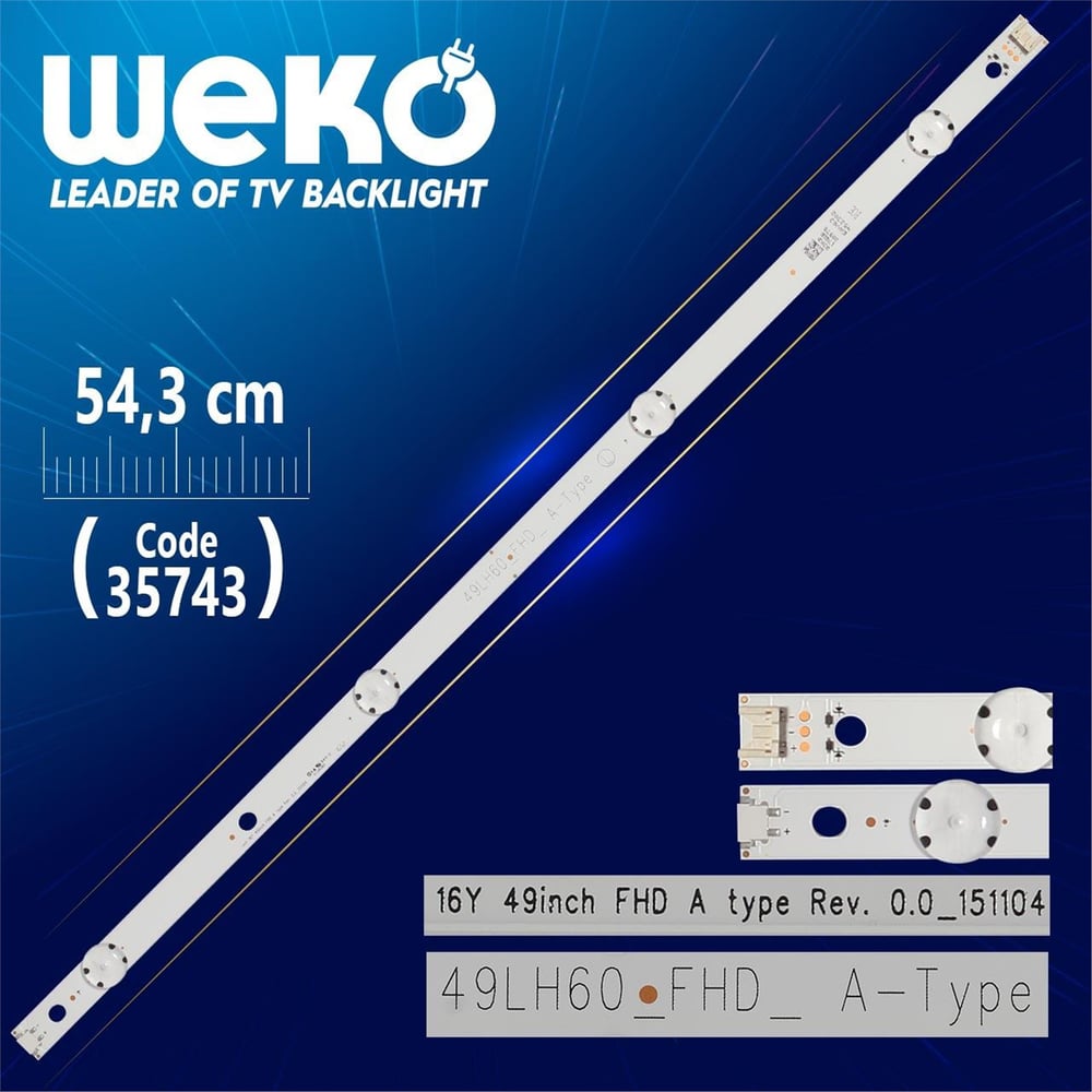 Weko Lg Innotek Dırect 16Y 49Inch Fhd A Type Rev. 0.0_151104 - 54.3 Cm 4 Ledli - (Wk-1213) - LG Led Bar