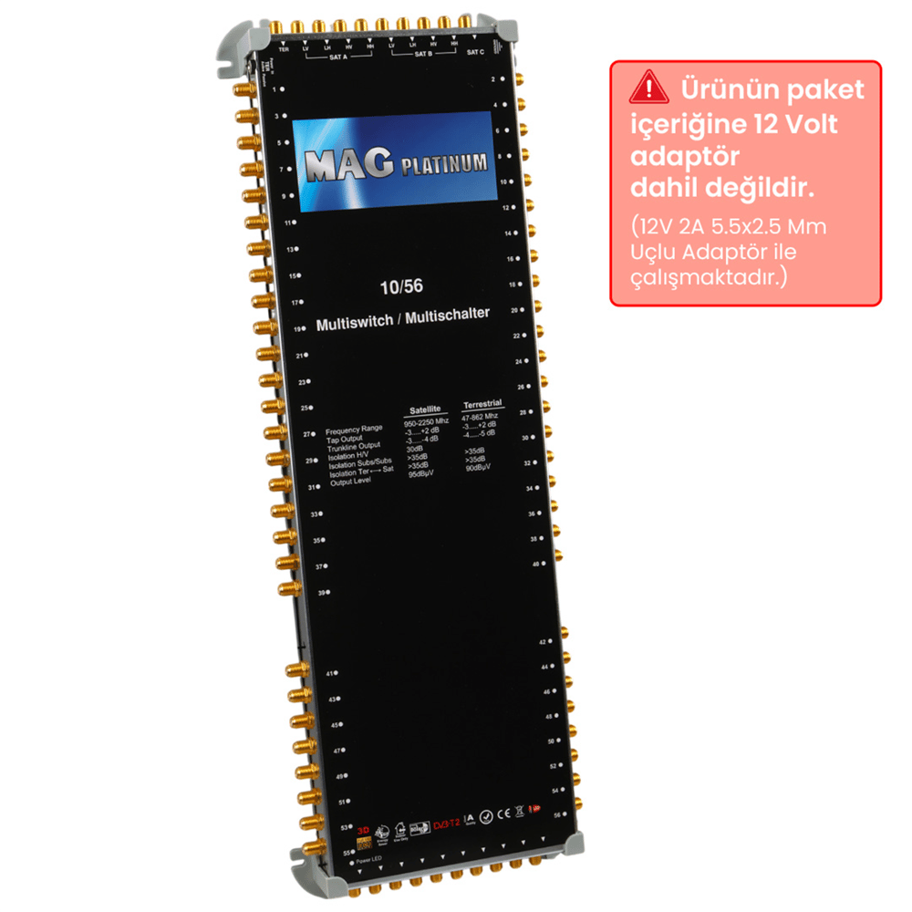 MAG MAG Platinum MP 10/56 Multiswitch - 10 Giriş 56 Çıkışlı Merkezi Uydu Santrali Hybrid 4K Ve 3D Destekli - Mag Kaskatlı Uydu Santralleri