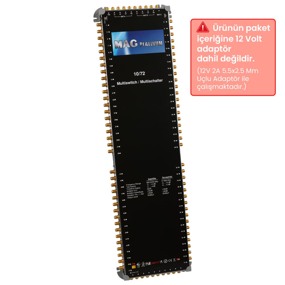 MAG Mag Platinum MP 10/72 Multiswitch 10 Giriş 72 Çıkışlı Merkezi Hibrit 4K Ve 3D Destekli Uydu Santrali - Mag Sonlu Uydu Santralleri