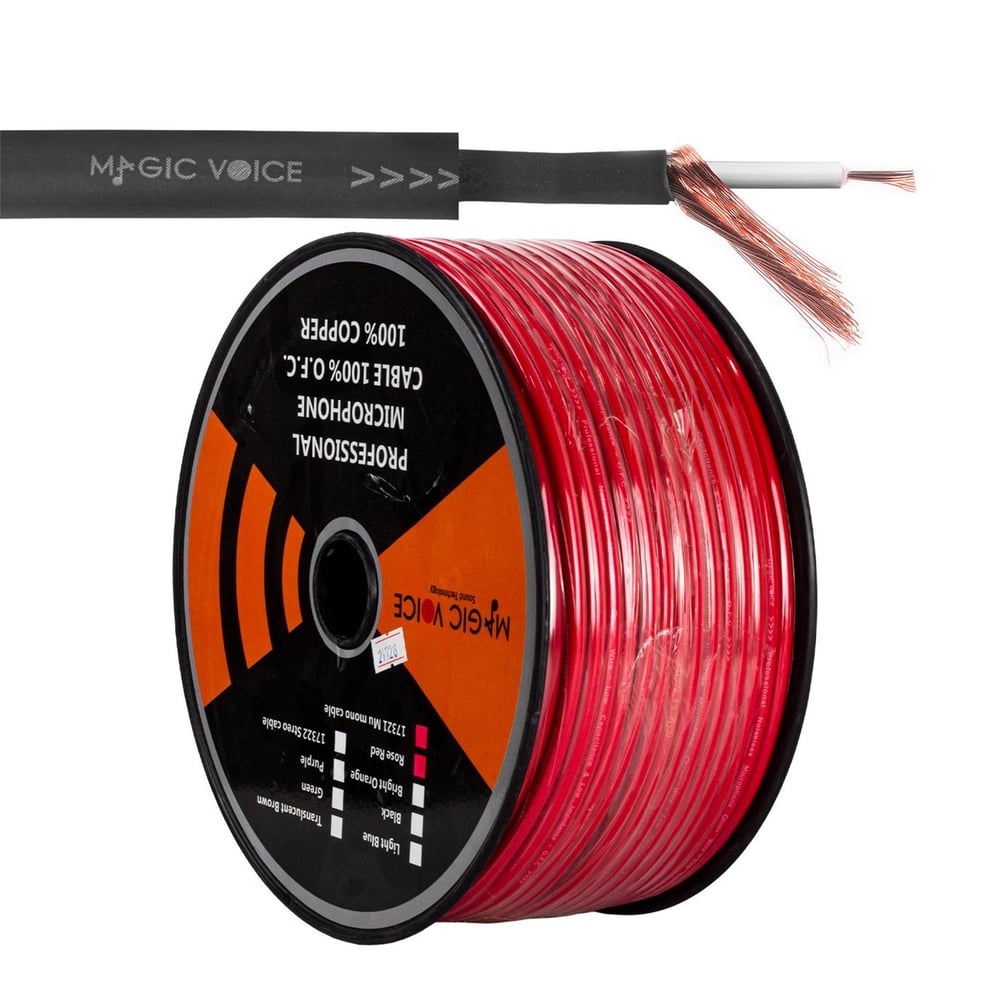 MagicVoice MagicVoice B96 Profesyonel Tek Damarlı Blendajlı Enstrüman Mikrofon Kablosu Mono 100 Metre (Kırmızı) - Mikrofon Kablosu