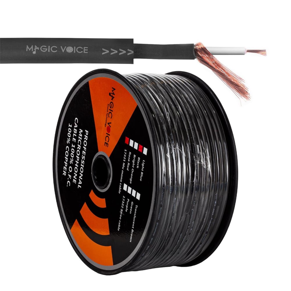 MagicVoice MagicVoice B96 Profesyonel Tek Damarlı Blendajlı Enstrüman Mikrofon Kablosu Mono 100 Metre (Siyah) - Mikrofon Kablosu