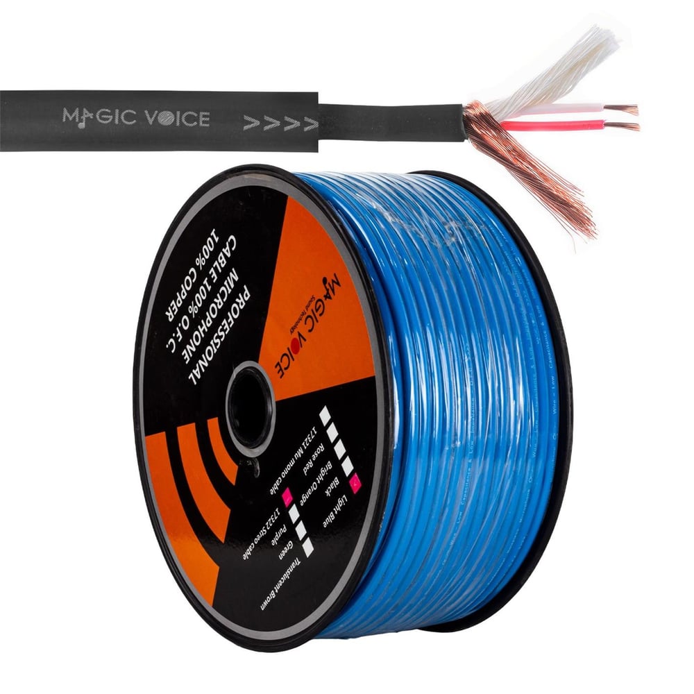 MagicVoice Magicvoice Mi̇krofon Kablosu Stereo 1. Kali̇te 100 Metre Açık Mavi - Mikrofon Kablosu