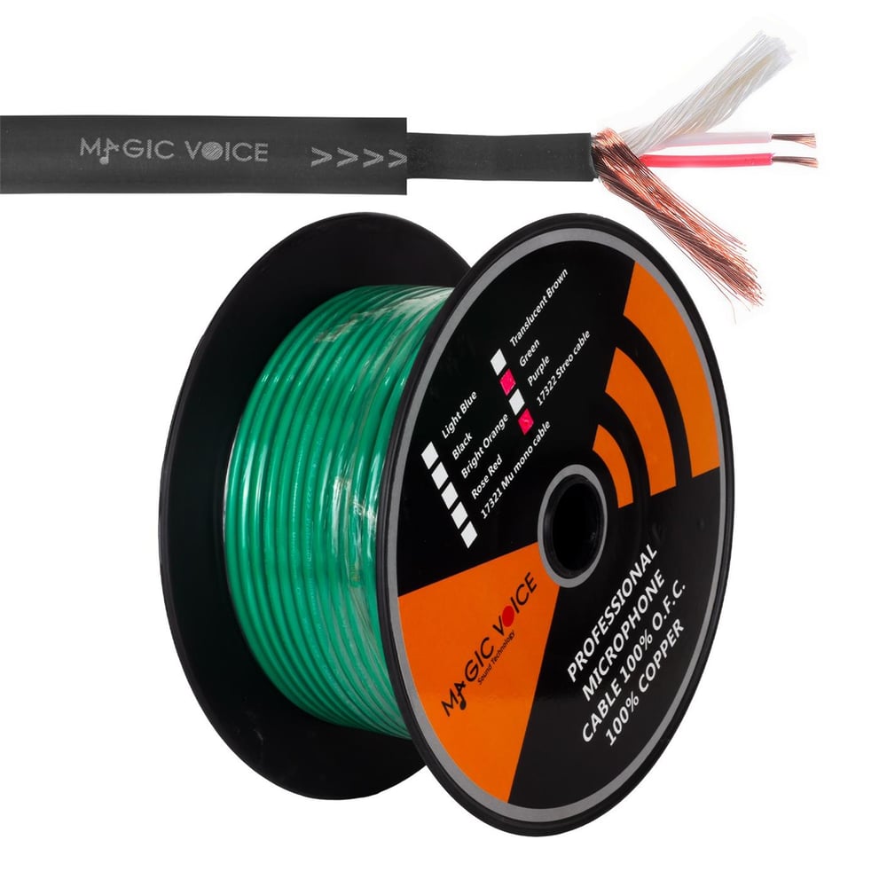 MagicVoice Magicvoice Mi̇krofon Kablosu Stereo 1. Kali̇te 63 Metre Yeşil - Mikrofon Kablosu