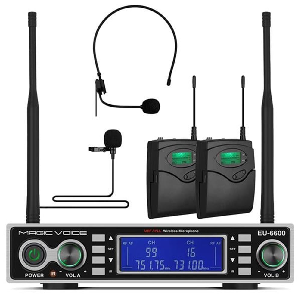 MagicVoice Magicvoice MV-1200YY Çift Tunerli Kablosuz 2 Yaka Telsiz UHF Mikrofon - Kablosuz Mikrofonlar