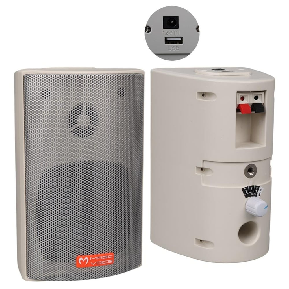 MagicVoice Magicvoice MV-16 7.5 CM 30 Watt Komütatörlü Hat Trafolu Beyaz Sütun Hoparlör (2'Li Takım) - Trafolu Hoparlör