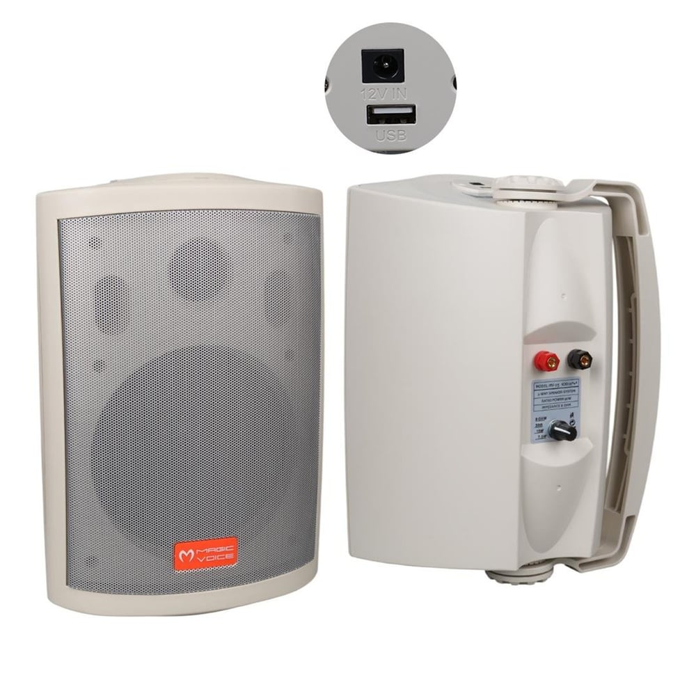 MagicVoice Magicvoice MV-25 16 CM 80 Watt Komütatörlü Hat Trafolu Beyaz Sütun Hoparlör (2'Li Takım) - Trafolu Hoparlör
