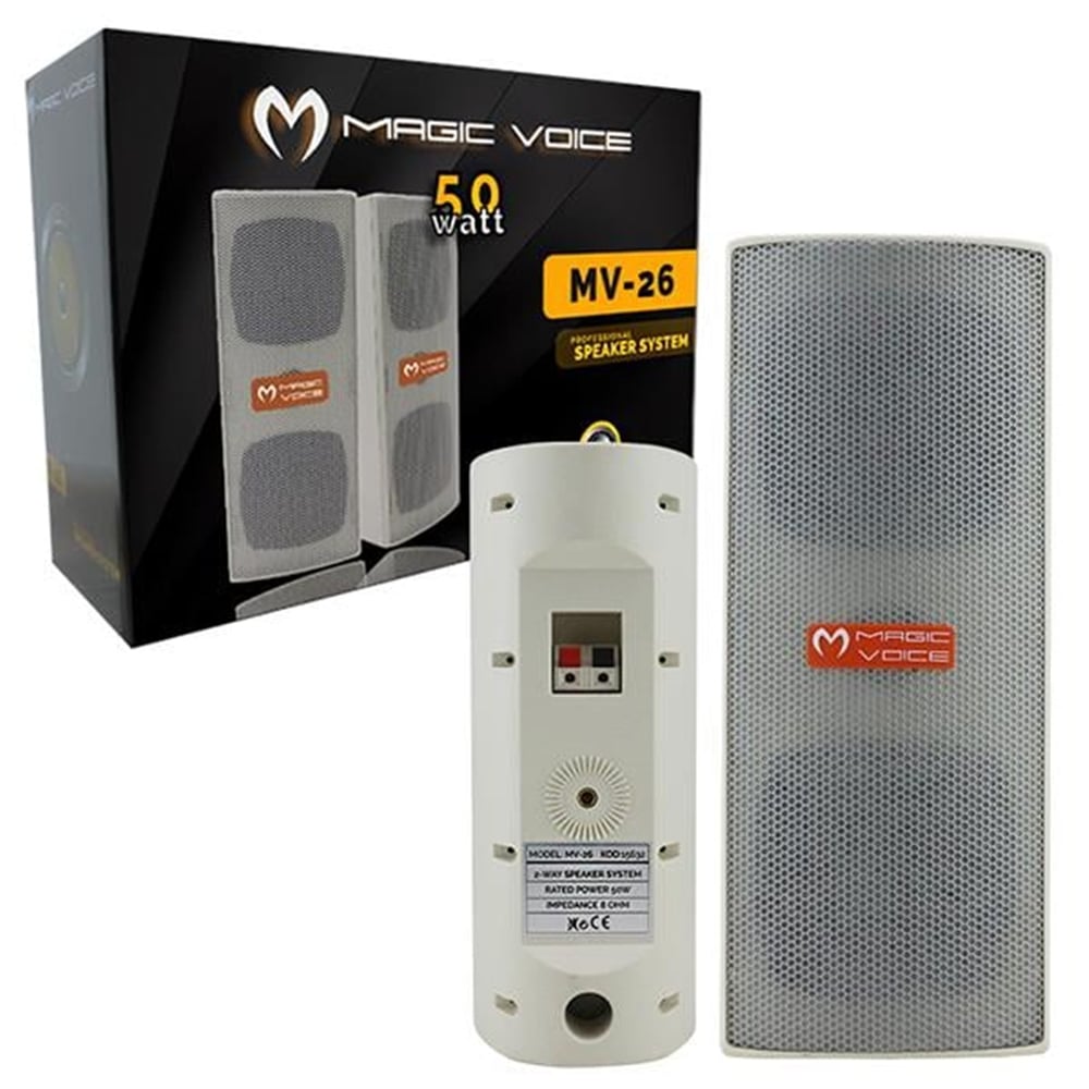 MagicVoice Magicvoice MV-26 2X7,5 Cm 50W 3 Yollu Sütun Hoparlör 2'Li Takım - Seslendirme Hoparlörleri