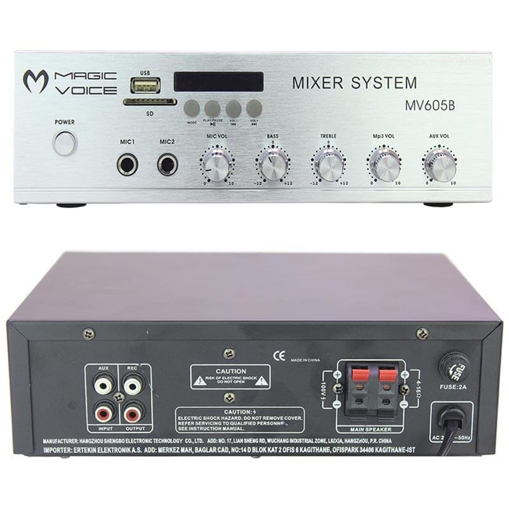 MagicVoice Magicvoice MV-605B 60 Watt USB-SD Trafolu Anfi - Seslendirme Amfileri