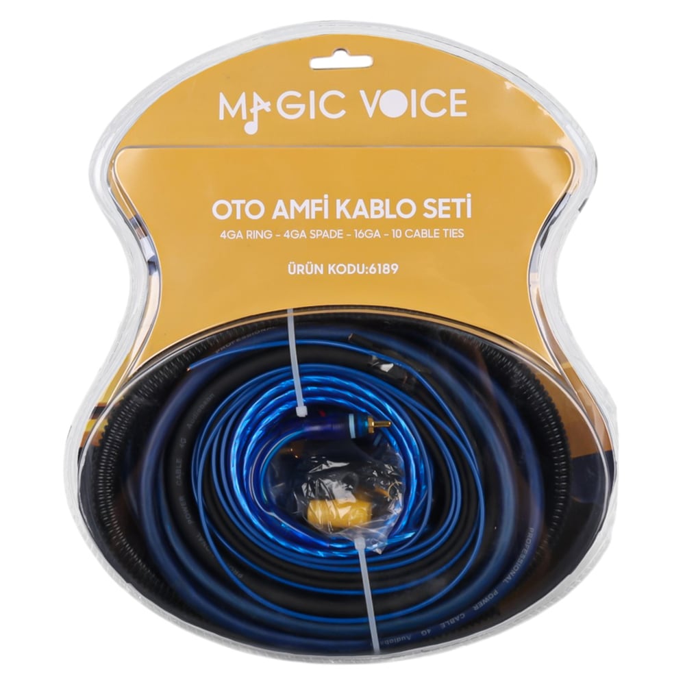 MagicVoice Magicvoice MV-6189 4GA Profesyonel 120A Sigortalı Oto Amfi Güç Bağlantı Montaj Kablo Seti - Hoparlör Kablosu