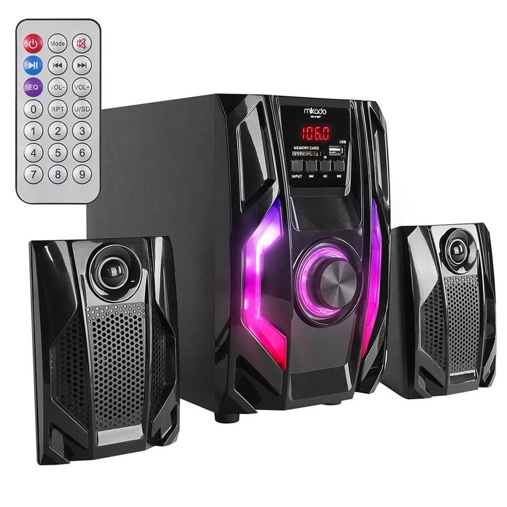 Mikado Mikado MD-415BT RGB 2+1 20 Watt Basslı FM/BT/SD/USB Bluetooth Ses Sistemi Multimedya Hoparlör - Ev Sinema Ses Sistemi