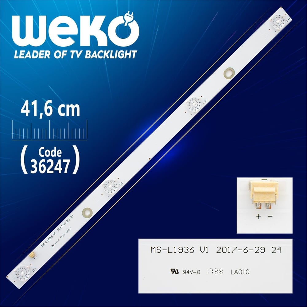 Weko MS-L1936 V1 (4 LEDLİ) 41.6 CM - 6V - Tv Led Bar - Tv Led Bar
