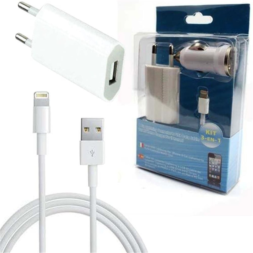 Narita Narita Iphone 5 3Lü Set Adaptör (Ev/Araç Adaptörü/Usb Şarj Kablosu) - Telefon Ve Aksesuar
