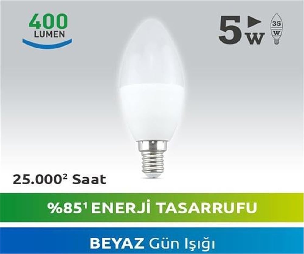 Oem Nextled Ye-5W-E14 5 Watt 400 Lumen Beyaz Led Mum Ampul - Led Ampul Aydınlatma