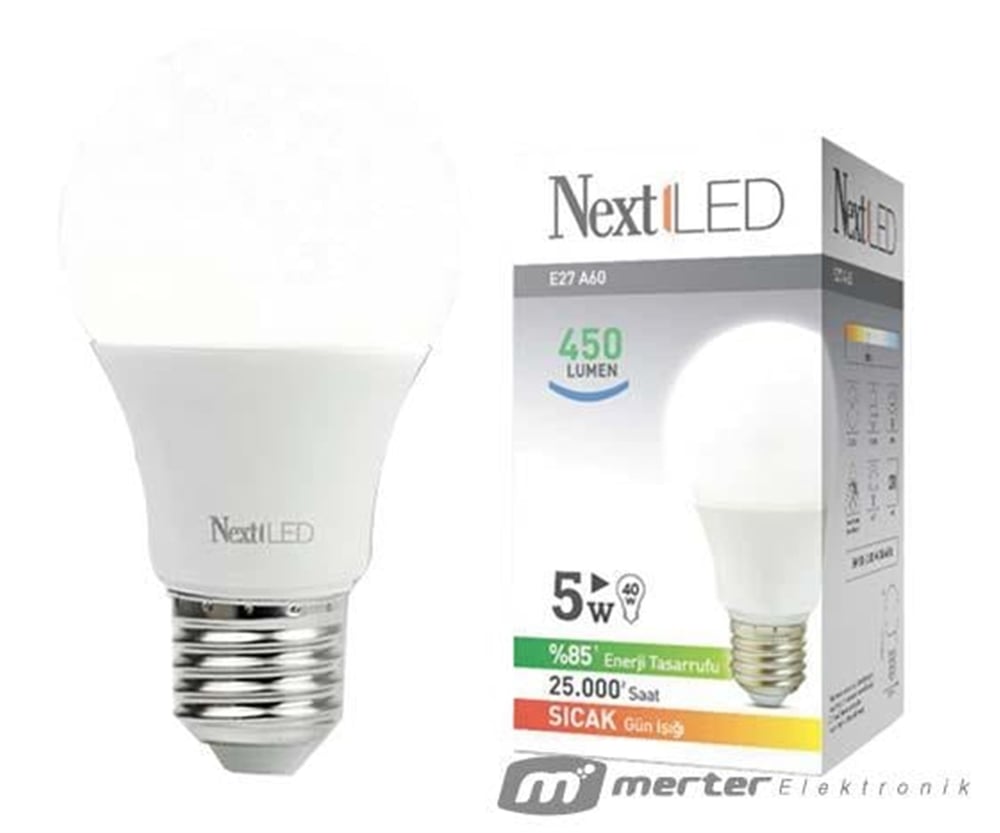 Oem Nextled Ye-5W-E27G 5 Watt 450 Lümen 3000K Günışığı Led Ampul - Led Ampul Aydınlatma