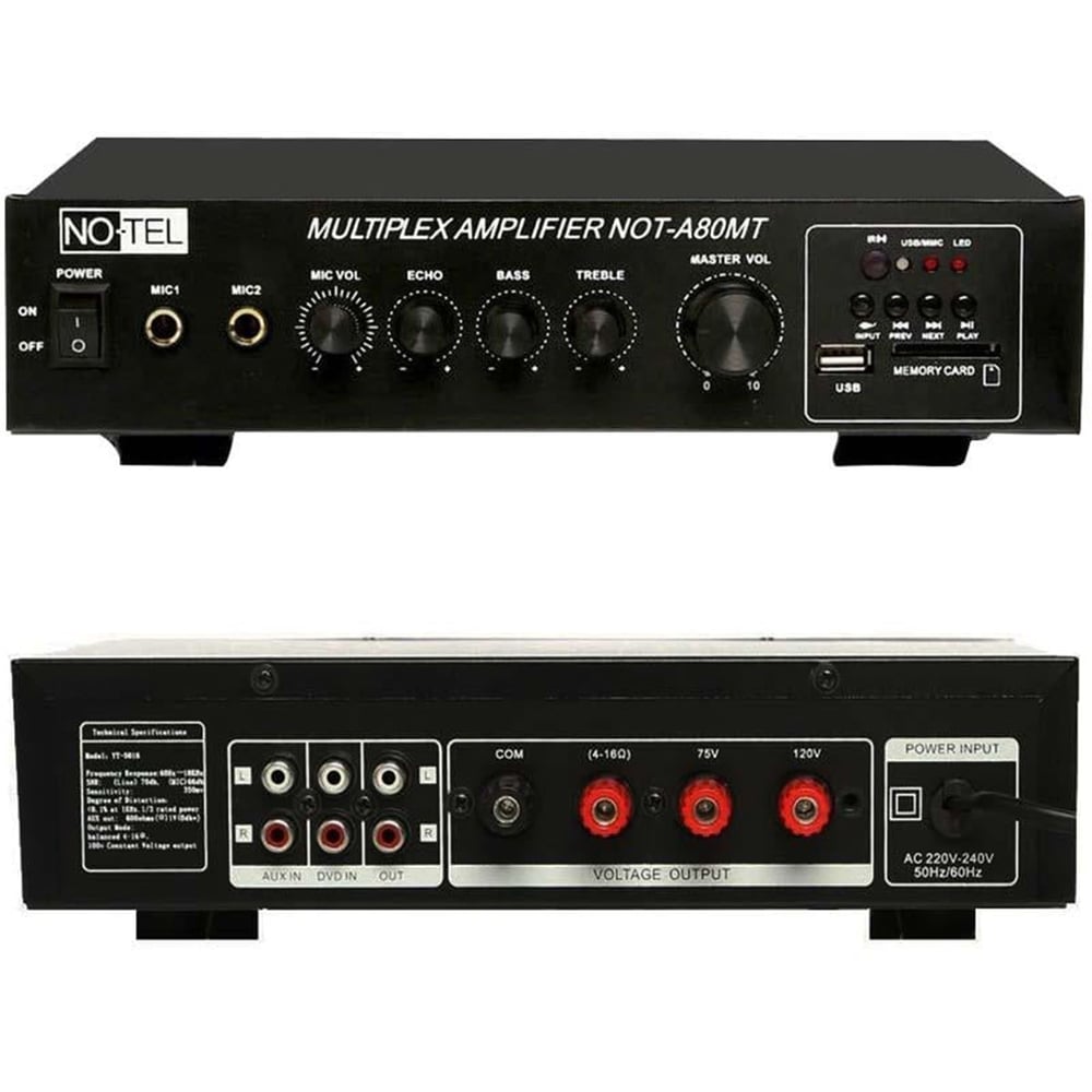 No-Tel No-Tel Not-A80mt Mini-80 W Usb/Sd/Uk -4-16-70.100V-2-Mik Giriş Trafolu Anfi - Seslendirme Amfileri