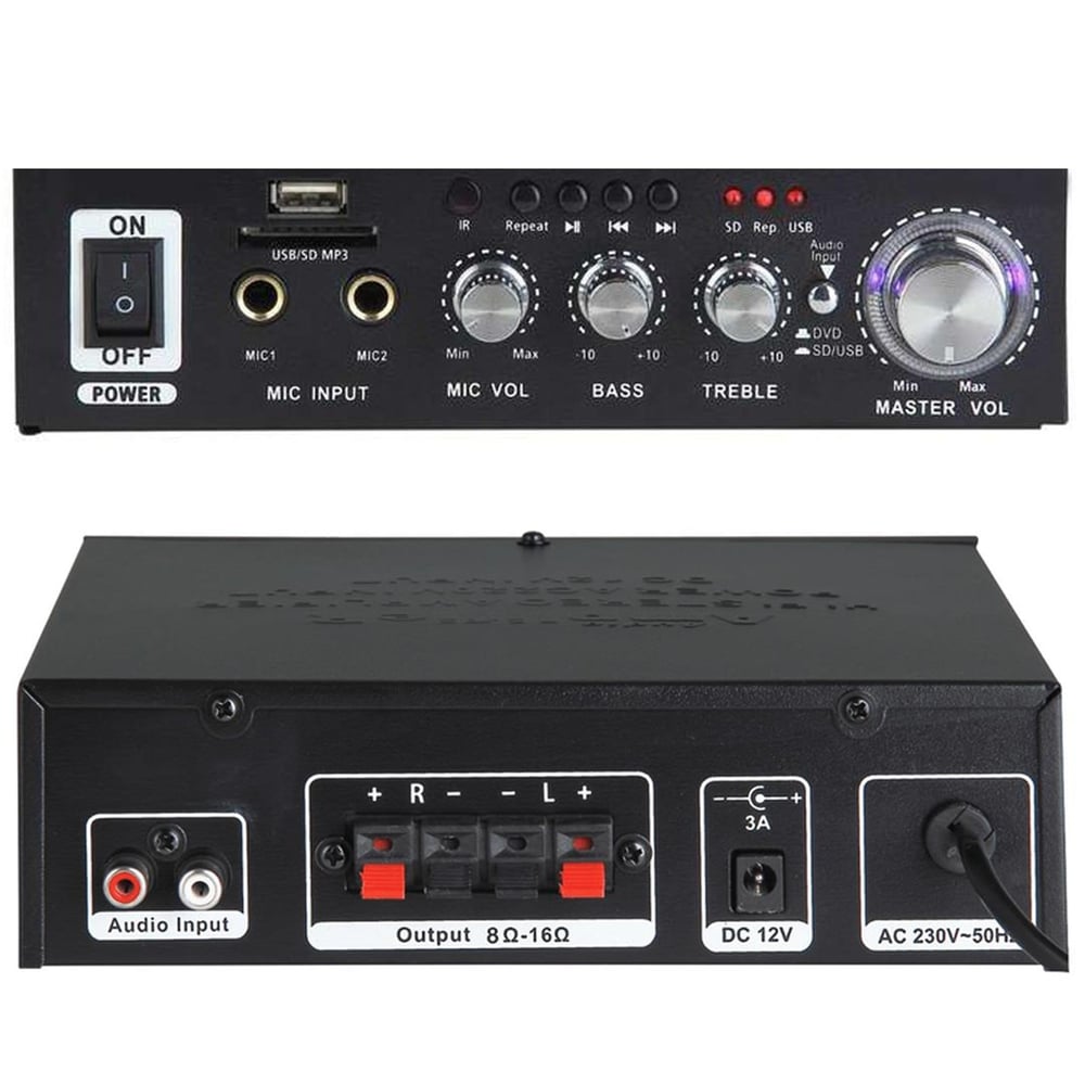 No-Tel Notel Not-306 2X20W 4-8 Ohm Usb/Sd Girişli Bluetoothlu 2 Mikrofon Girişli Trafosuz Stereo Mini Anfi - Seslendirme Amfileri