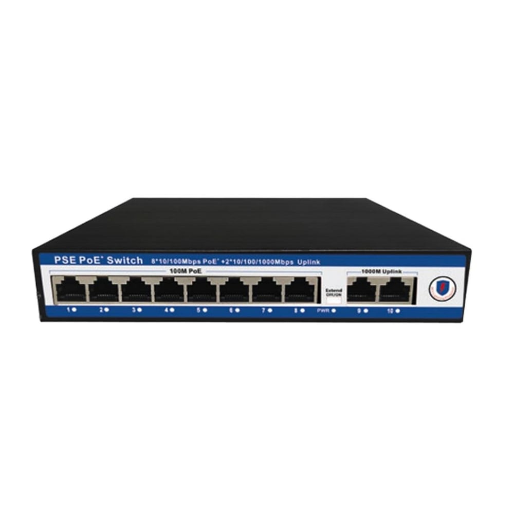 Novacom Novacom NVC-PSE0820G 100/1000MB 8 Port POE + 2 Port Uplink Switch - Ethernet Switch
