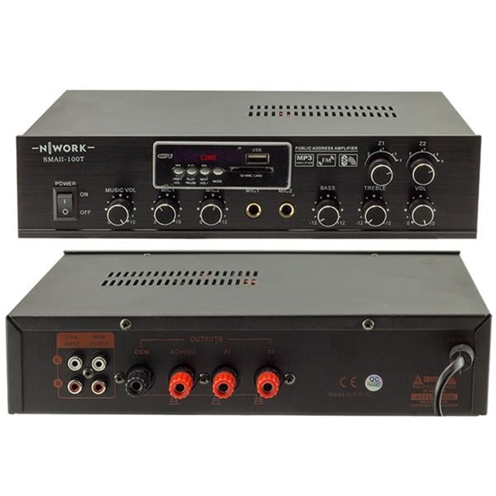Nwork Nwork Small-100T 100W 100V/70V/4-16 OHM USB/SD/BT TRAFOLU ANFİ - Seslendirme Amfileri
