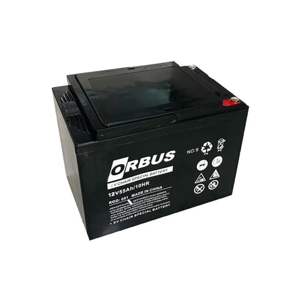 Orbus Orbus 12 Volt 55 Amper Tekerlekli Engelli Araç Aküsü - Kuru Akü