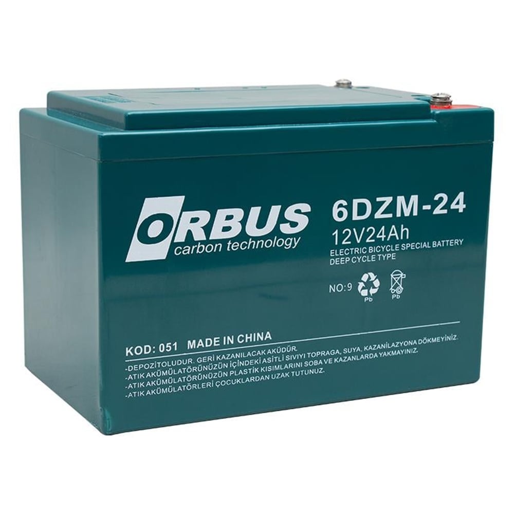 Orbus Orbus 12V 24A Elektrikli Bisiklet Aküsü  (185x104x130 Mm) - Elektrikli Bisiklet Aküleri
