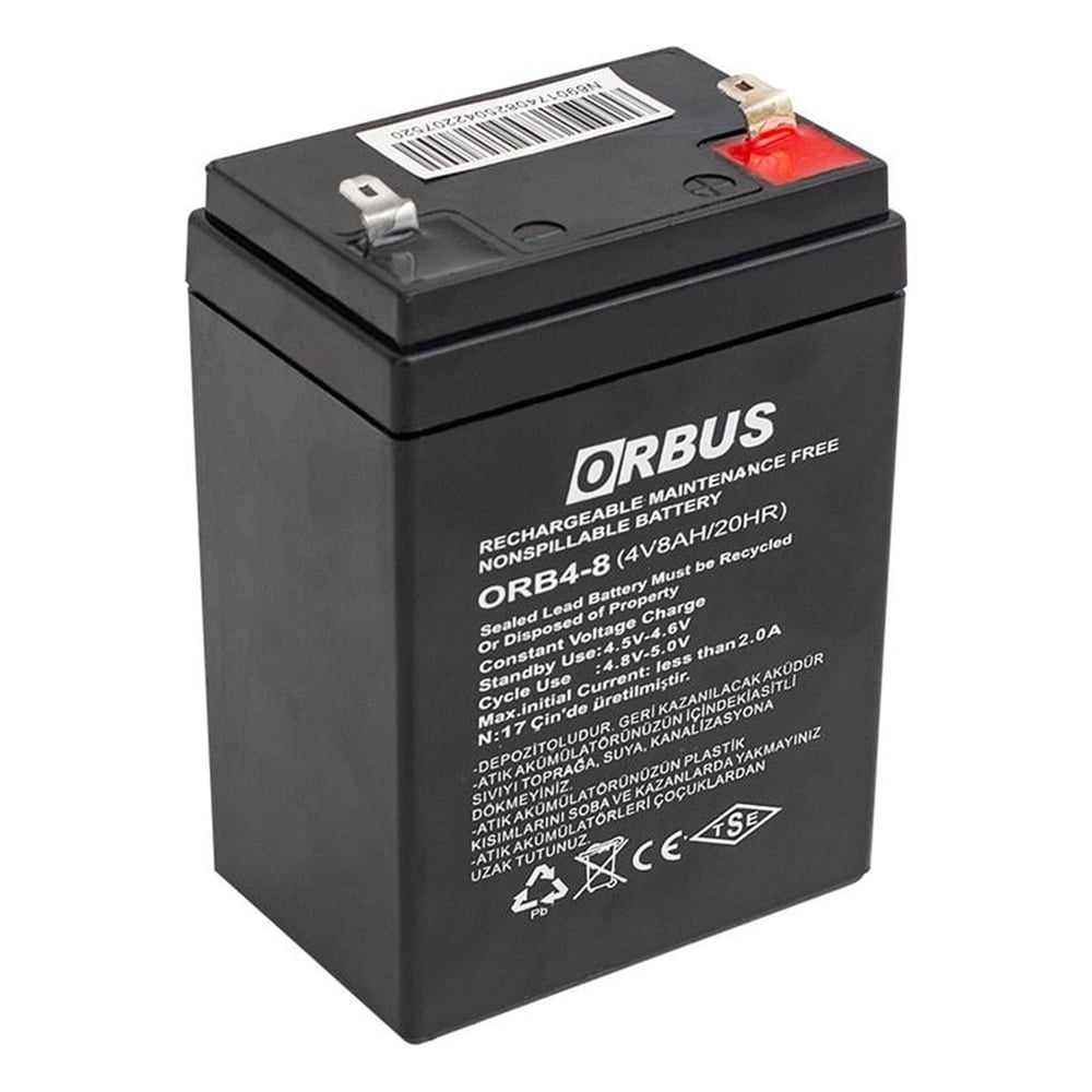Orbus Orbus 4 Volt 8 Amper Kuru Tip Akü ORB4-8 (68*45*95 Mm) - Kuru Akü