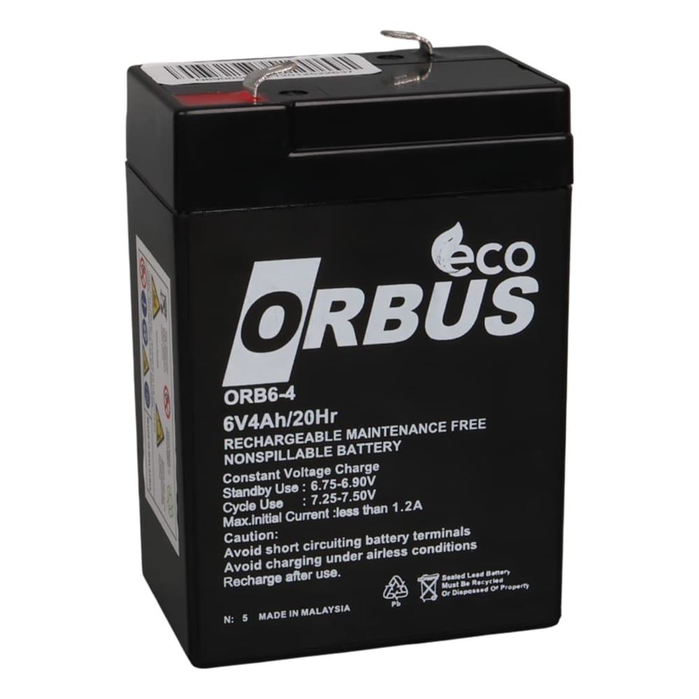 Orbus Orbus Eco ORB6-4 6 Volt 4 Amper Kuru Işıldak Aküsü (70X48x101 Mm) - Kuru Akü