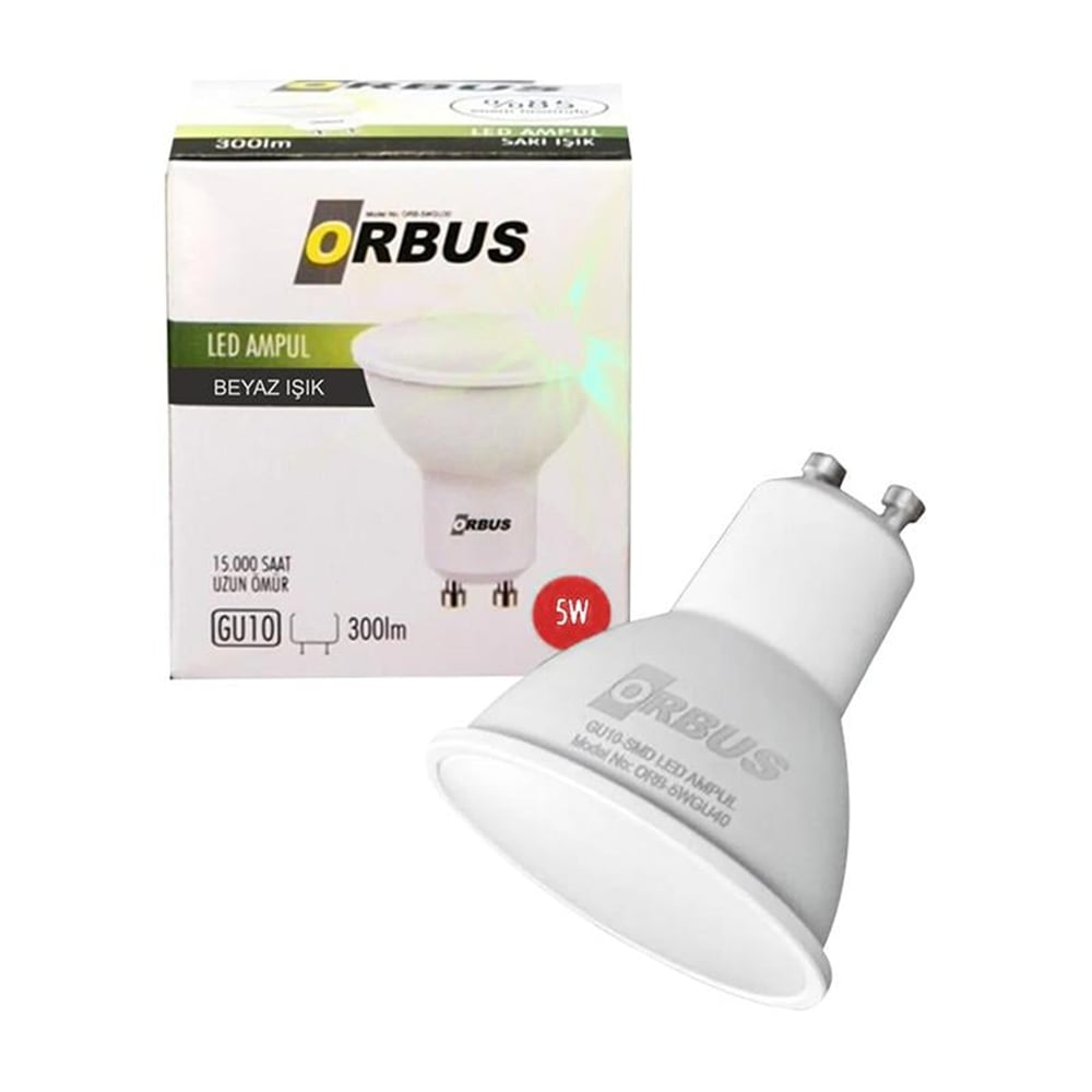 Orbus Orbus ORB-5WGU65 5 Watt 320 Lümen GU10 Beyaz Işık Led Ampül - Led Ampul Aydınlatma
