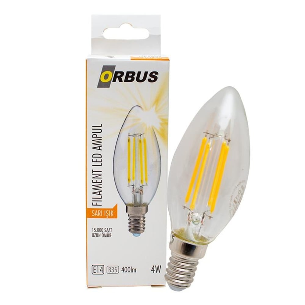 Orbus Orbus ORB-BC3 C37 4 Watt E14 400 Lümen Sarı Filament Led Ampul - Ledli Lambalar