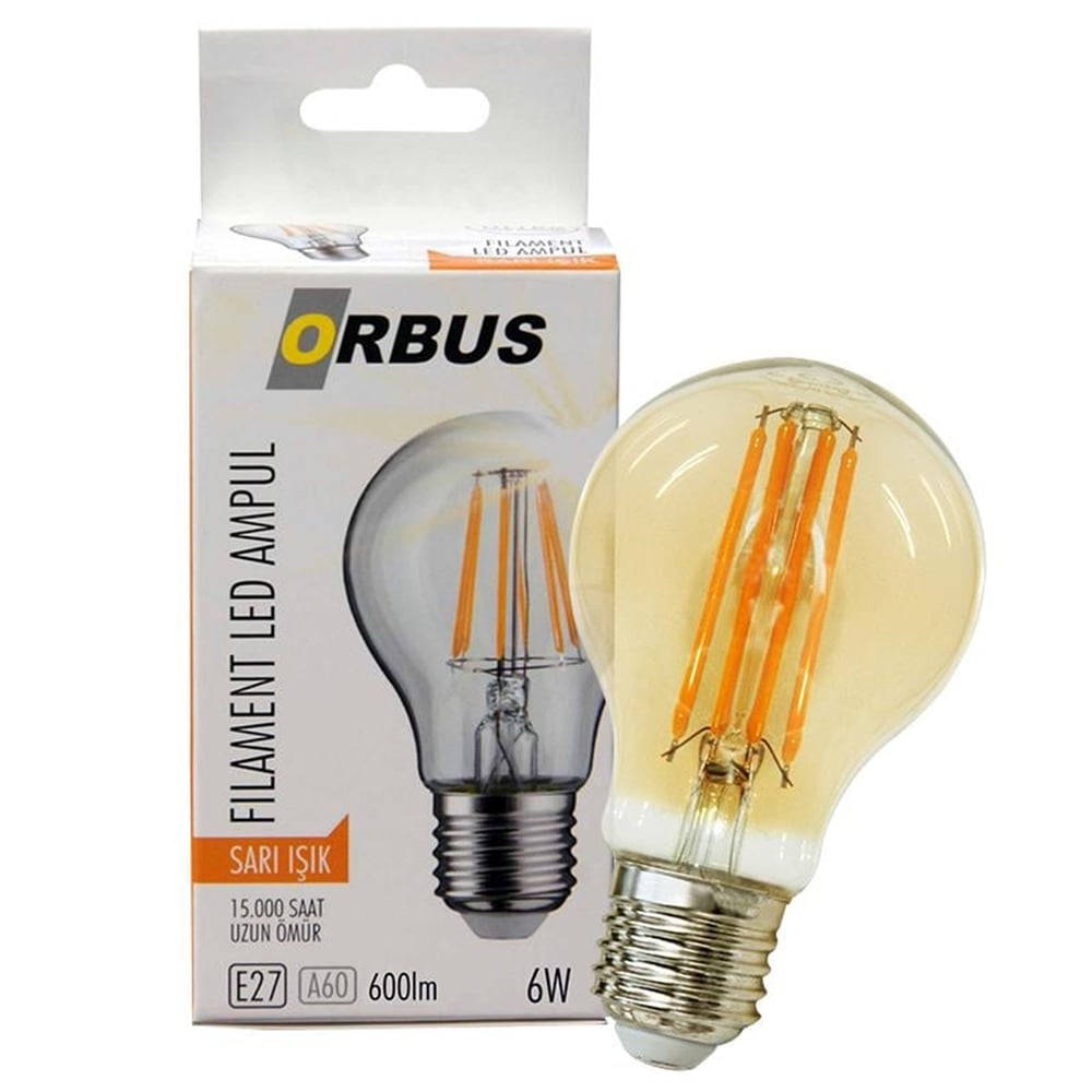 Orbus Orbus ORB-F6W E27 600 LMN 6 Watt Filament Amber Led Ampul - Led Ampul Aydınlatma