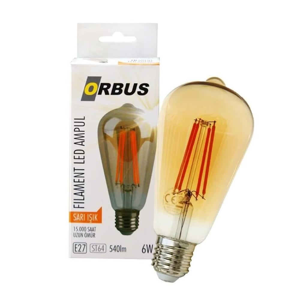 Orbus Orbus Orb-St6w Flament Bulb St64 6 Watt E27 540 Lümen Sarı Led Ampül - Led Ampul Aydınlatma