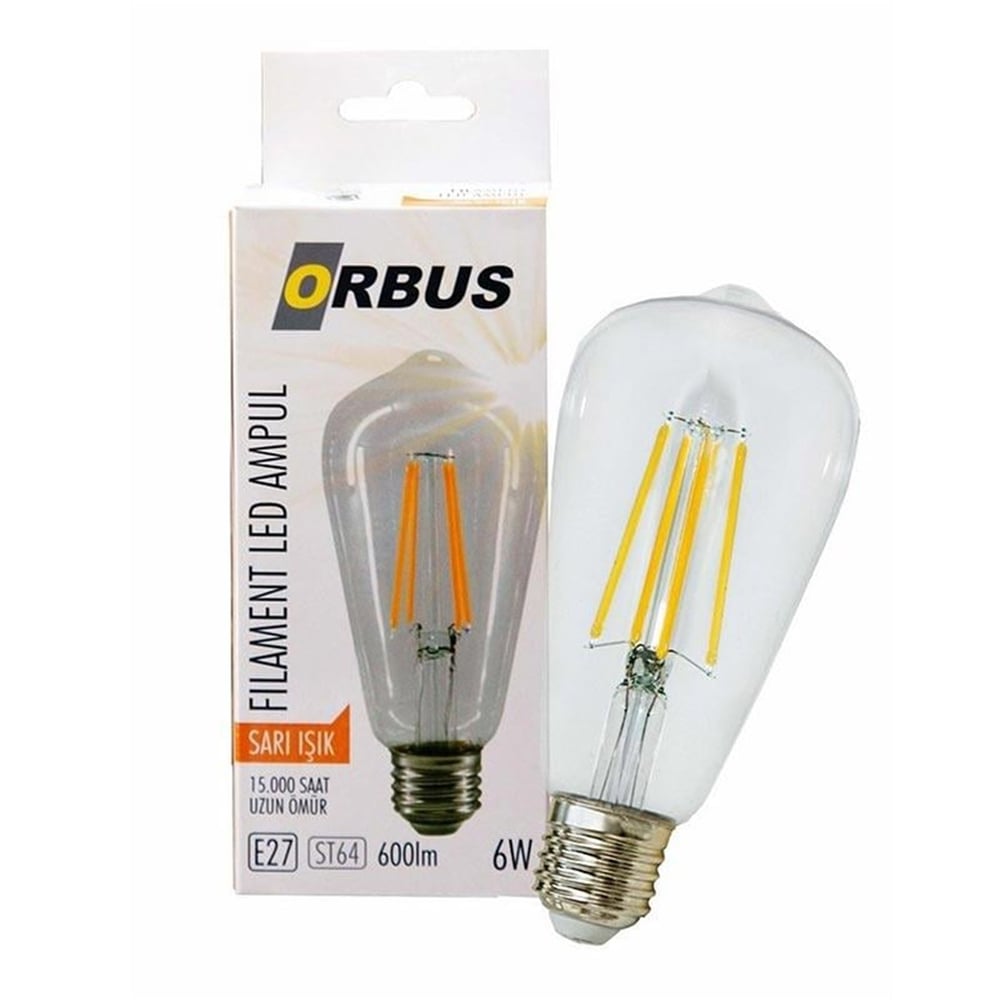 Orbus Orbus ORB-STC6W 6 Watt ST64 E27 600 LMN Beyaz Filament Led Ampul - Ledli Lambalar