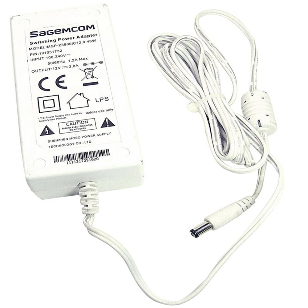 Oem Orjinal Sagemcom 12 Volt - 3.8 Amper 5.5*2,5 Uçlu Plastik Kasa Masaüstü Adaptör (Msp-Z3800Ic12) - Adaptörler