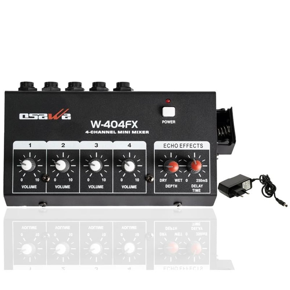 Osawa Osawa Mikrofon Giriş-1 Line Çıkış Eko’Lu 4 Kanal 20 Db Adaptörlü Mini Mikrofon Çoğaltıcı W-404FX - Seslendirme Ekipmanları