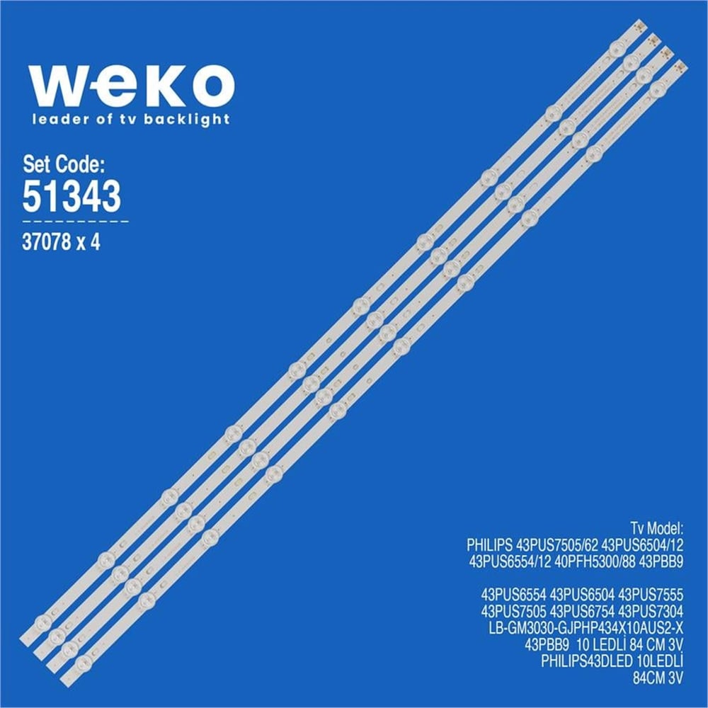 Weko Philips 43PUS6504/12 43'' 4 Adet Tv Led Bar - Philips Led Bar